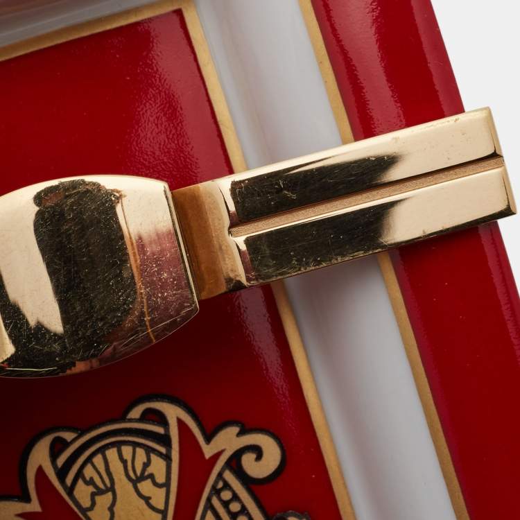 Pre Owned S.T. Dupont Red/White Fuente Opus X Cigar Ashtray With Adjustable Gold Bridge
