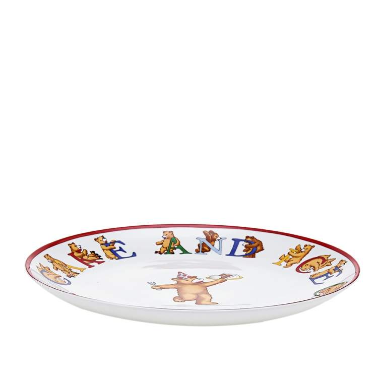 Pre Owned Tiffany & Co. White Alphabet Bears Birthday Cake Plate 