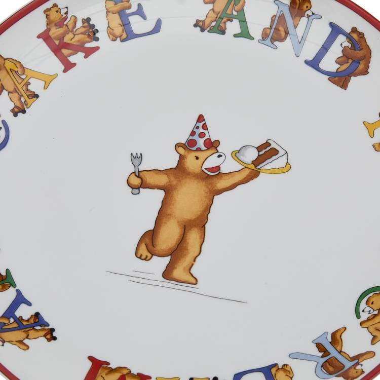 Pre Owned Tiffany & Co. White Alphabet Bears Birthday Cake Plate 
