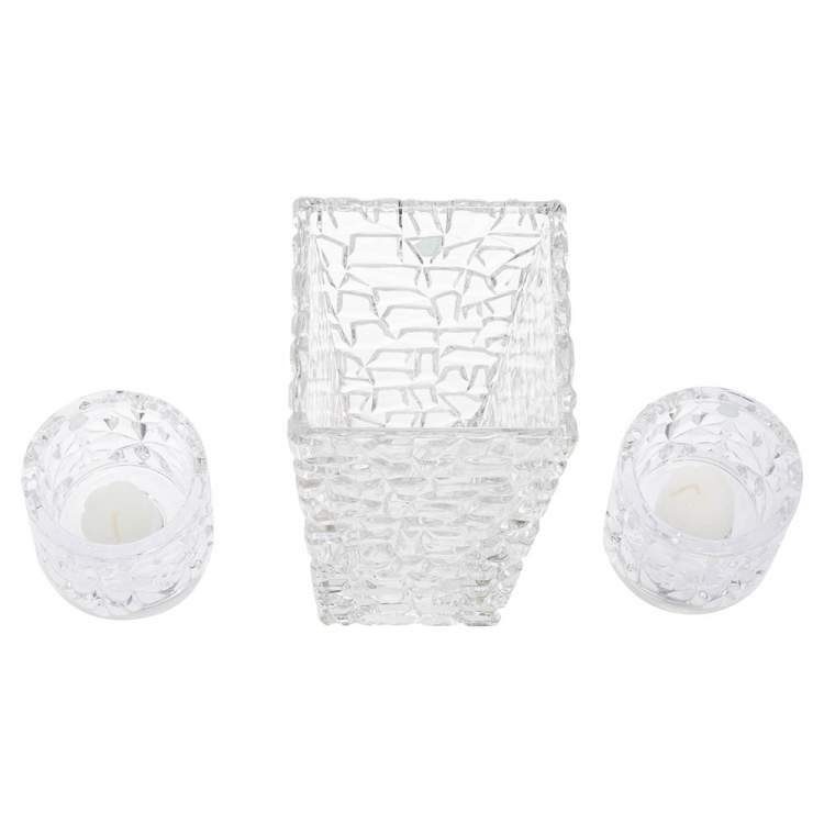Pre Owned Tiffany & Co. Crystal Sierra Vase & 2 Votive Candle Holders Set