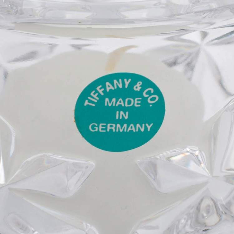 Pre Owned Tiffany & Co. Crystal Sierra Vase & 2 Votive Candle Holders Set