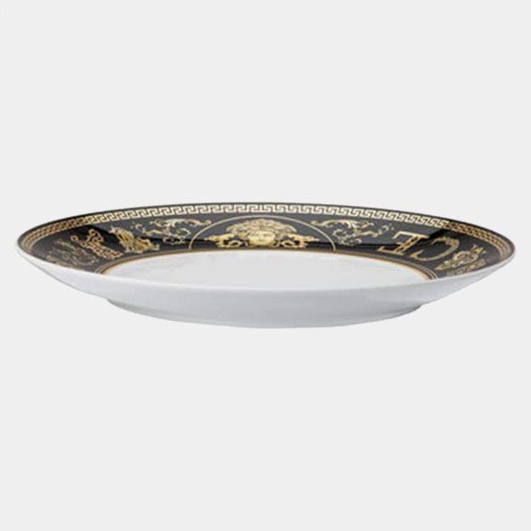Pre Owned Versace Vsc Rol Virtus Gala Black Porcelain Plate 21 CM