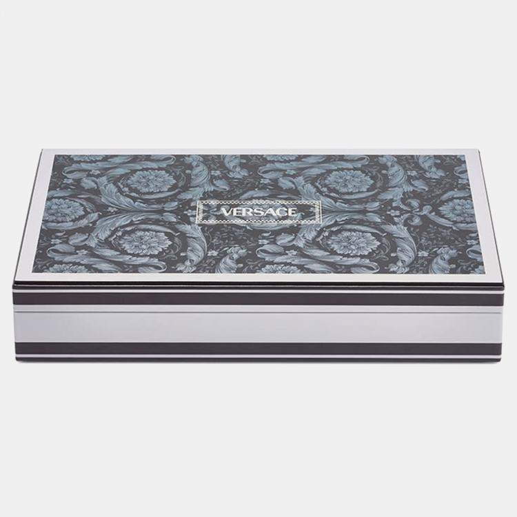 Pre Owned Versace Barocco Silver Acrylic Domino Set