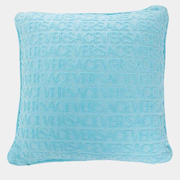 Pre Owned Versace Seashell Baroque Double-Face Blue Cotton Cushion