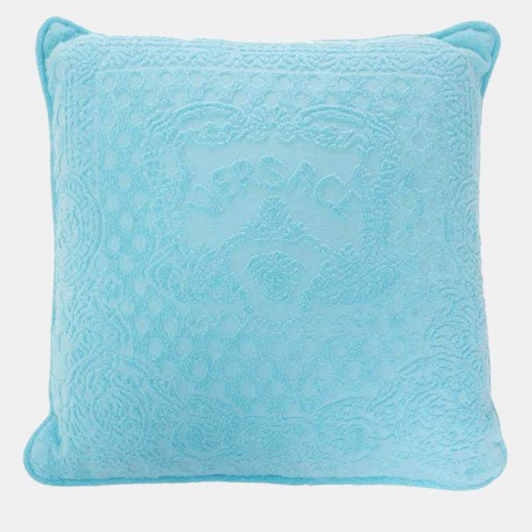 Pre Owned Versace Seashell Baroque Double-Face Blue Cotton Cushion