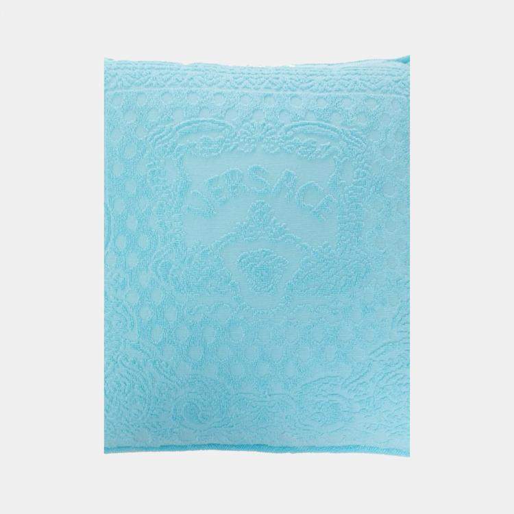 Pre Owned Versace Seashell Baroque Double-Face Blue Cotton Cushion