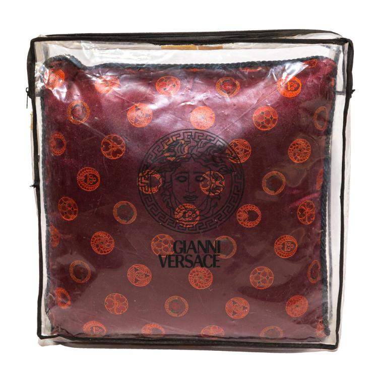 Pre Owned Versace Blue & Red Cotton Cushion
