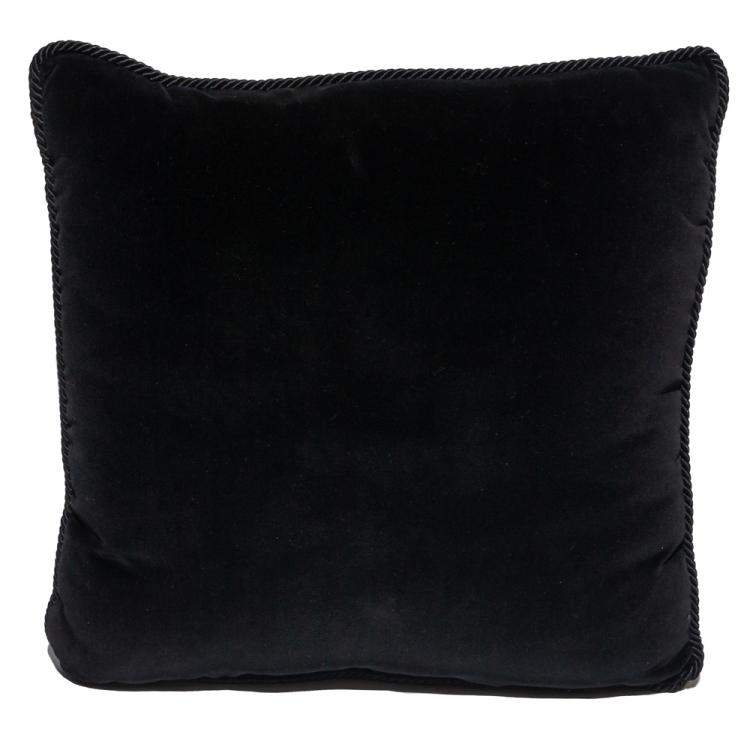 Pre Owned Versace Medusa Yellow & Black Cotton & Velvet Cushion