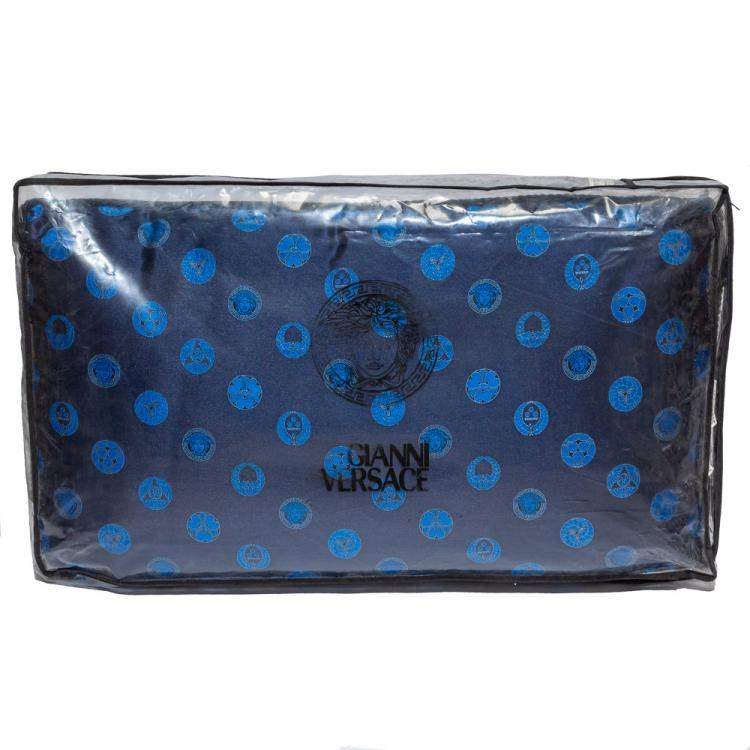 Pre Owned Versace Medusa Navy Blue Cotton Pillow