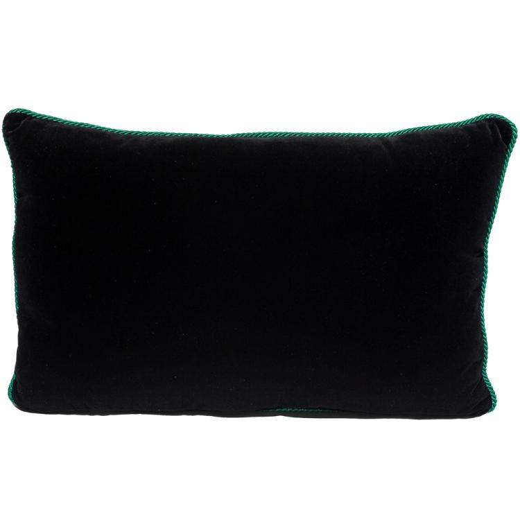 Pre Owned Versace Medusa Green & Black Cotton & Velvet Pillow
