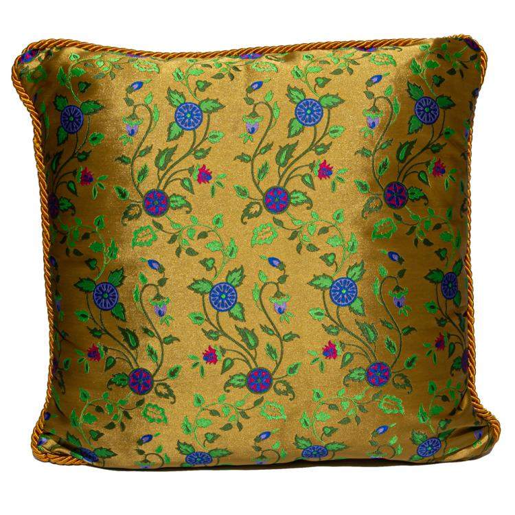 Pre Owned Versace Purple & Yellow Cotton Cushion
