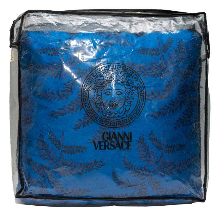 Pre Owned Versace Medusa Blue Cotton Cushion 45 CM
