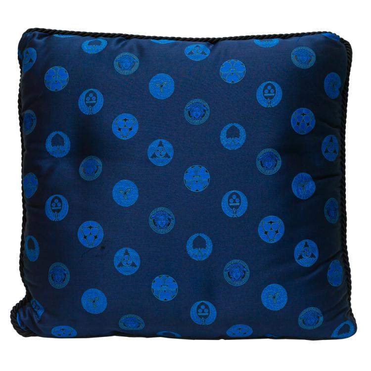 Pre Owned Versace Medusa Blue Cotton Cushion 45 CM