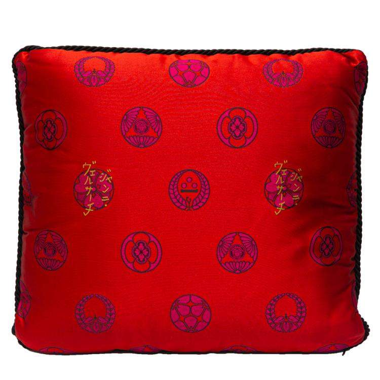 Pre Owned Versace Medusa Red Cotton Cushion 45 CM