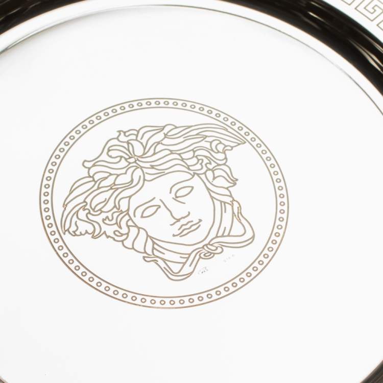 Pre Owned Versace Silver 925 Medusa Mini Round Tray 