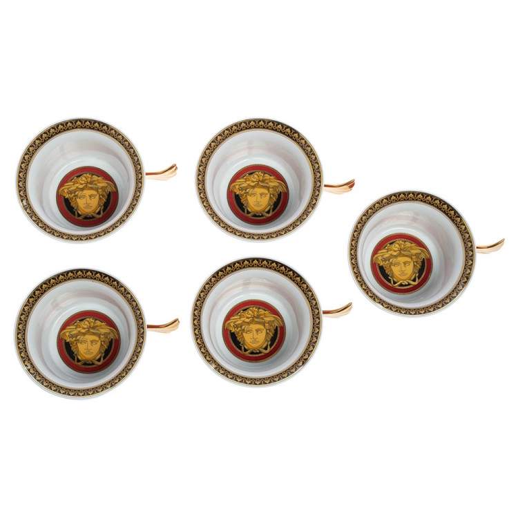 Pre Owned Versace x Rosenthal Medusa Porcelain Tea Cups Set of 5