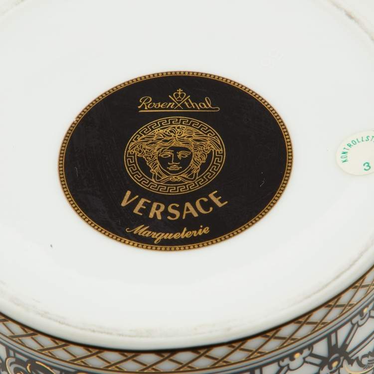 Pre Owned Rosenthal Meets Versace White & Black Margueterie Porcelain Vase