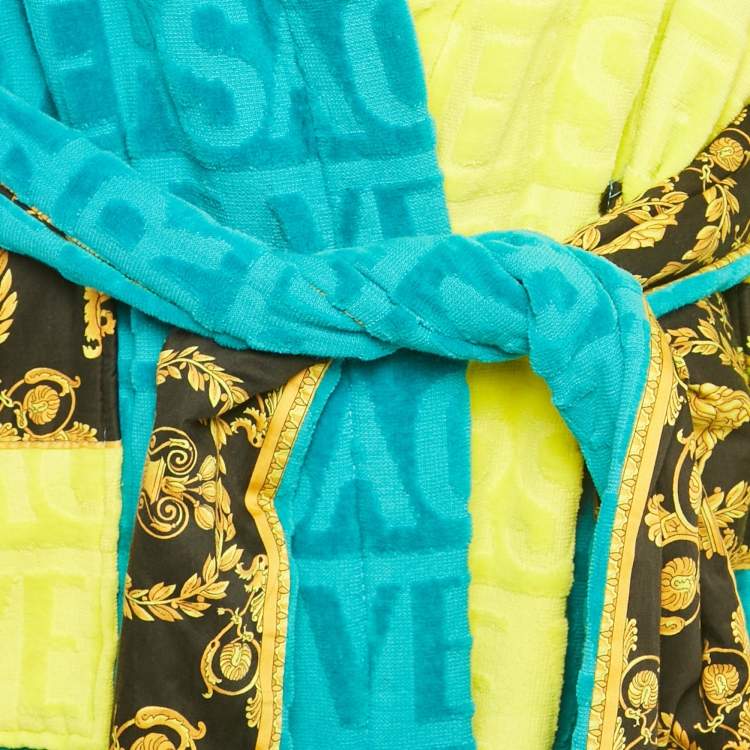 Pre Owned Versace Home Multicolor Terry Baroque Print Belted Bathrobe M