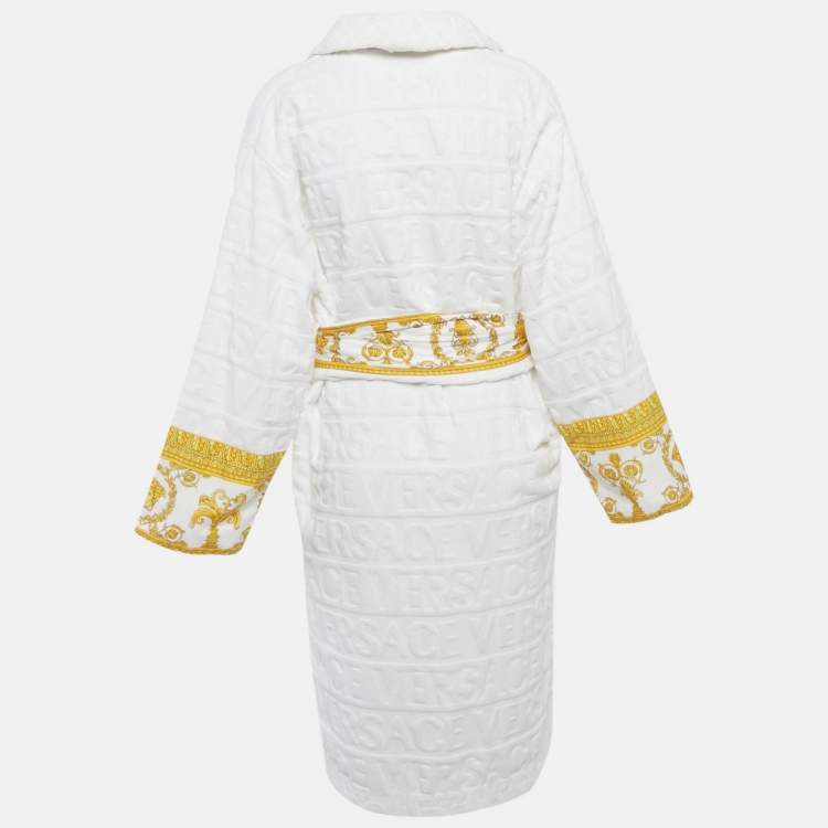Pre Owned Versace Home Terry Baroque Belted Bathrobe M 