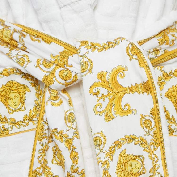 Pre Owned Versace Home Terry Baroque Belted Bathrobe M 