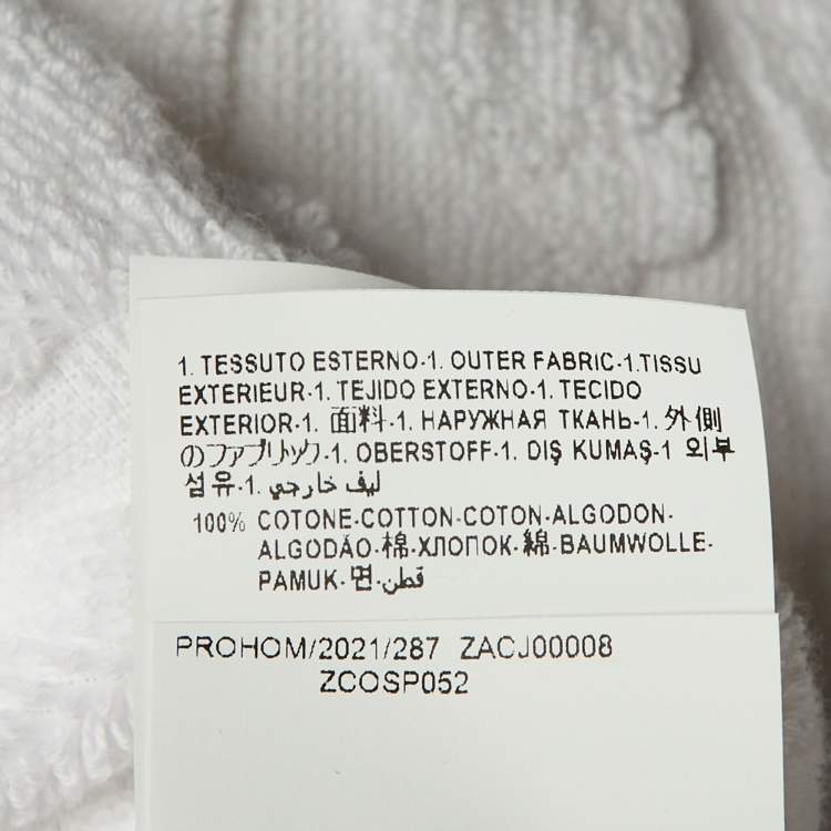 Pre Owned Versace Home White Monogram Terry Cotton Baroque Print Bathrobe L 