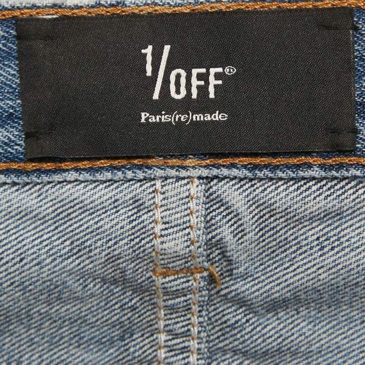 Pre Owned 1/off Blue Denim High Waist Baggy Remade Jeans M Waist 32"