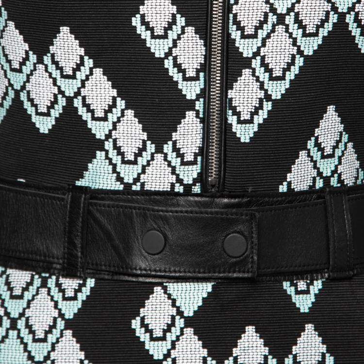Pre Owned 3.1 Phillip Lim Black Digital Anaconda Pattern Jacquard Belted Sleeveless Dress S