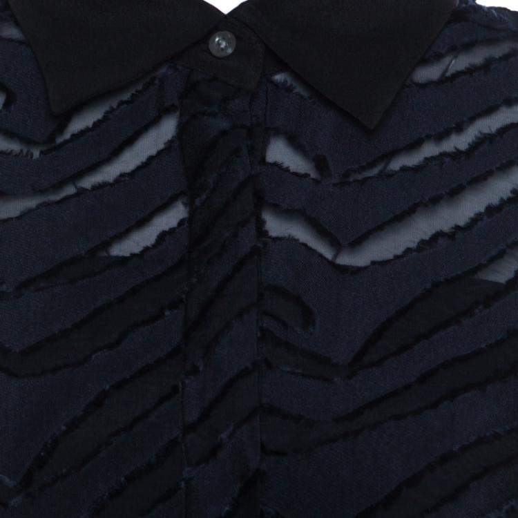 Pre Owned 3.1 Phillip Lim Black and Navy Blue Sheer Fil Coupe Stripe Shirt XS