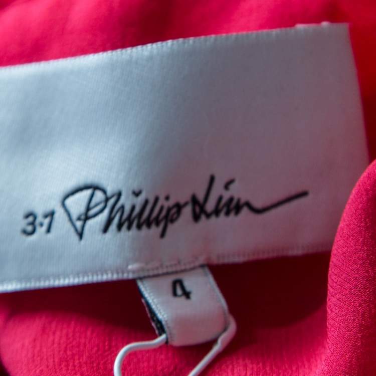 Pre Owned 3.1 Phillip Lim Pink Silk Eyelet Embroidered Pintucked Flared Evening Gown S
