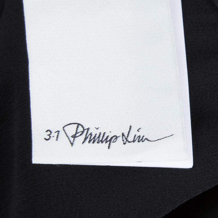 Pre Owned 3.1 Phillip Lim Black Draped Key Hole Chiffon Tie Detail Top S