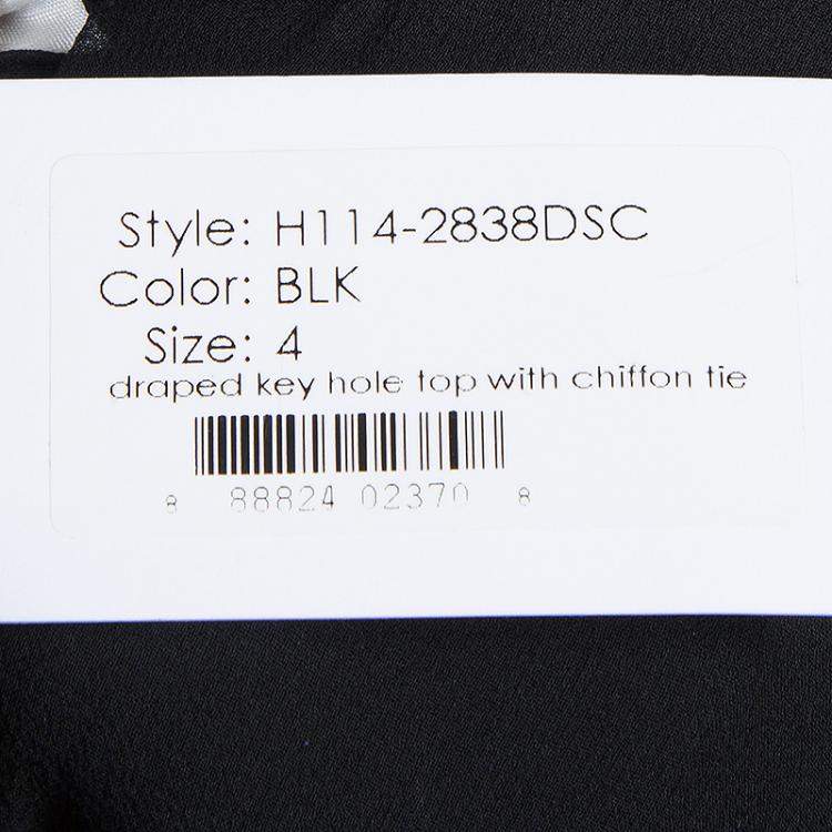 Pre Owned 3.1 Phillip Lim Black Draped Key Hole Chiffon Tie Detail Top S
