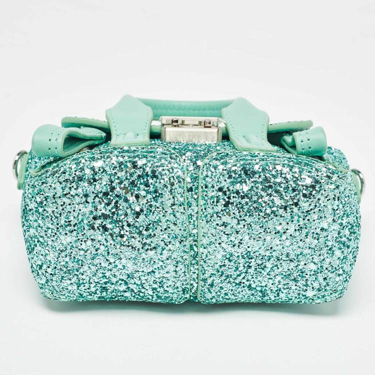 Pre Owned 3.1 Phillip Lim Mint Green Glitter and Leather Nano Pashli Satchel