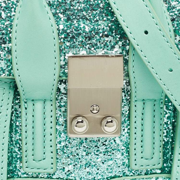 Pre Owned 3.1 Phillip Lim Mint Green Glitter and Leather Nano Pashli Satchel