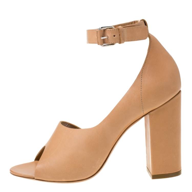 Pre Owned 3.1 Phillip Lim Beige Leather Peep Toe Ankle Strap D'orsay Pumps Size 38.5
