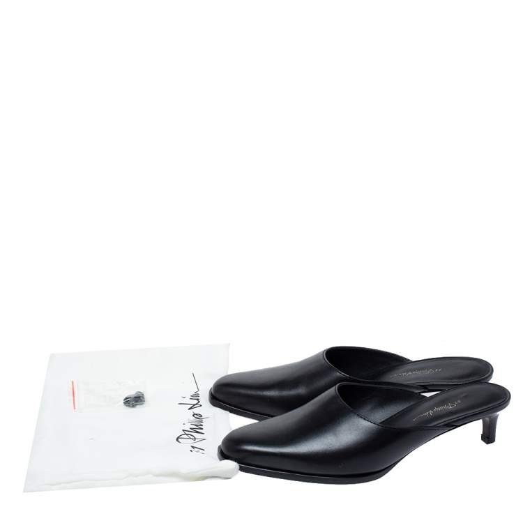 Pre Owned 3.1 Phillip Lim Black Leather Mule Sandals Size 35