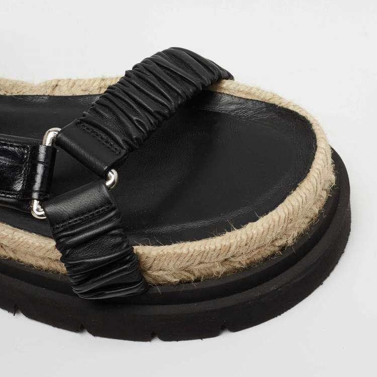 Pre Owned 3.1 Philip Lim Black Croc Embossed and Leather Espadrille Sandals Size 38