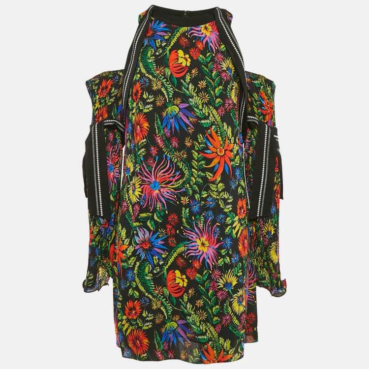 Pre Owned 3.1 Phillip Lim Black/Multicolor Floral Print Crepe Cold Shoulder Mini Dress M