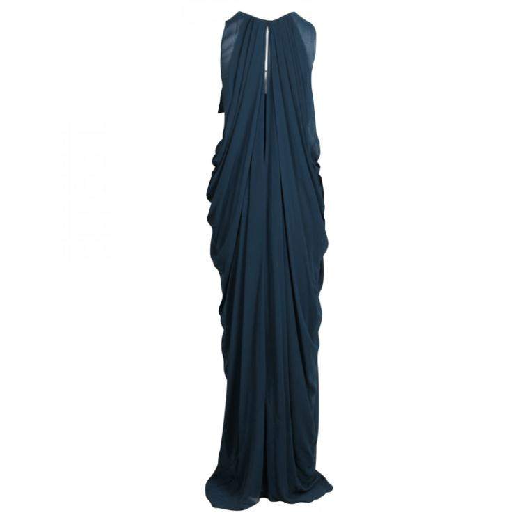 Pre Owned 3.1 Phillip Lim Blue Chiffon Draped Cowl Detail Sleeveless Maxi Dress S
