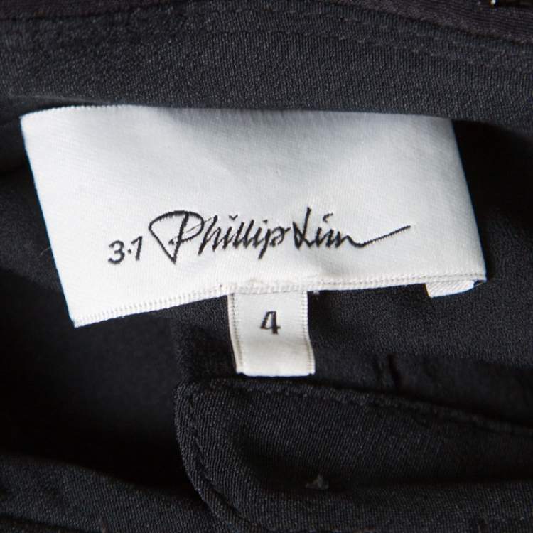 Pre Owned 3.1 Phillip Lim Black Silk Embellished Collar Layered Shirt Dress S