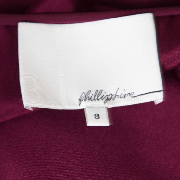 Pre Owned 3.1 Phillip Lim Burgundy Embellished Silk Crepe Wide Leg Jumpsuit M