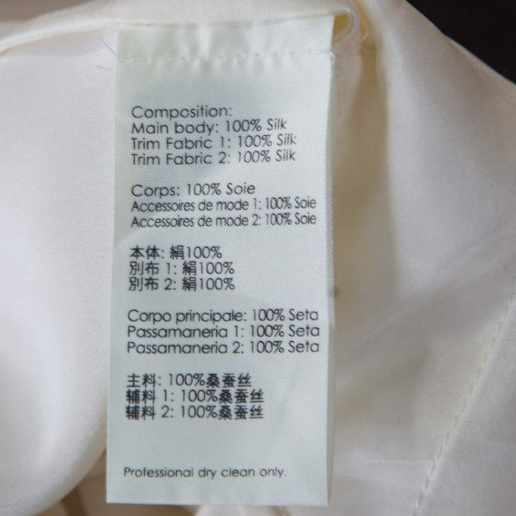 Pre Owned 3.1 Phillip Lim Cream Silk and Sheer Organza Paneled Grunge Trousers M