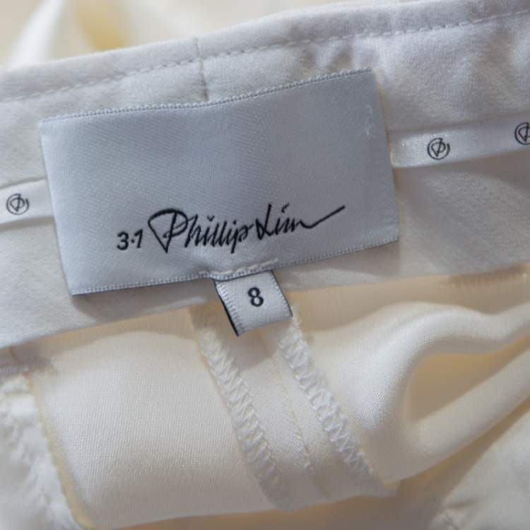 Pre Owned 3.1 Phillip Lim Cream Silk and Sheer Organza Paneled Grunge Trousers M