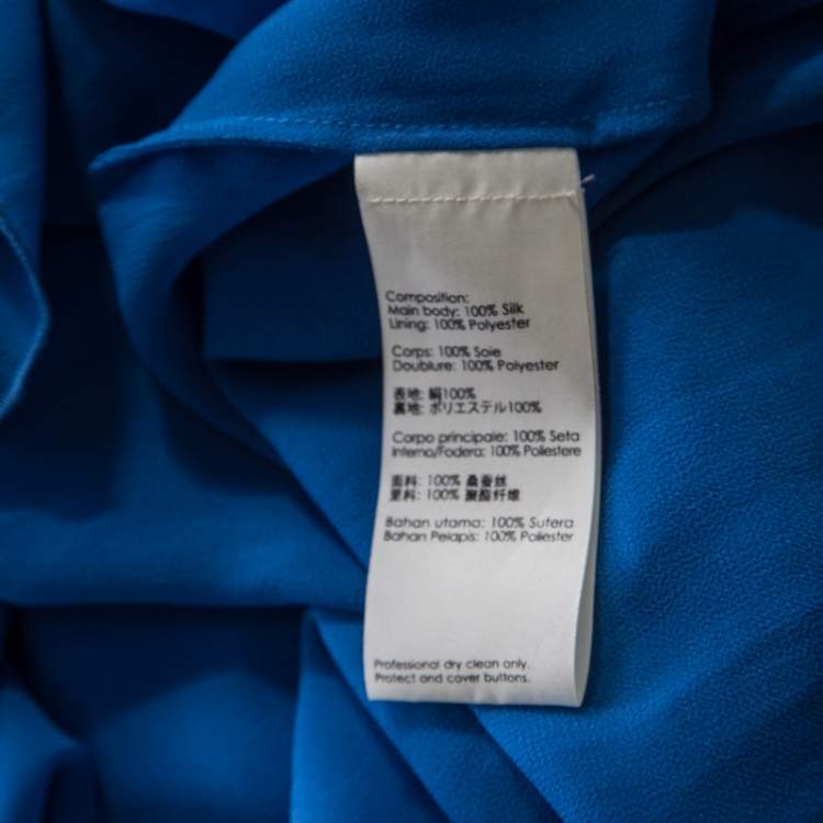 Pre Owned 3.1 Phillip Lim Sapphire Blue Silk Crepe Gathered Halter Maxi Dress S
