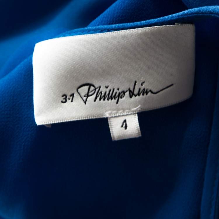 Pre Owned 3.1 Phillip Lim Sapphire Blue Silk Crepe Gathered Halter Maxi Dress S
