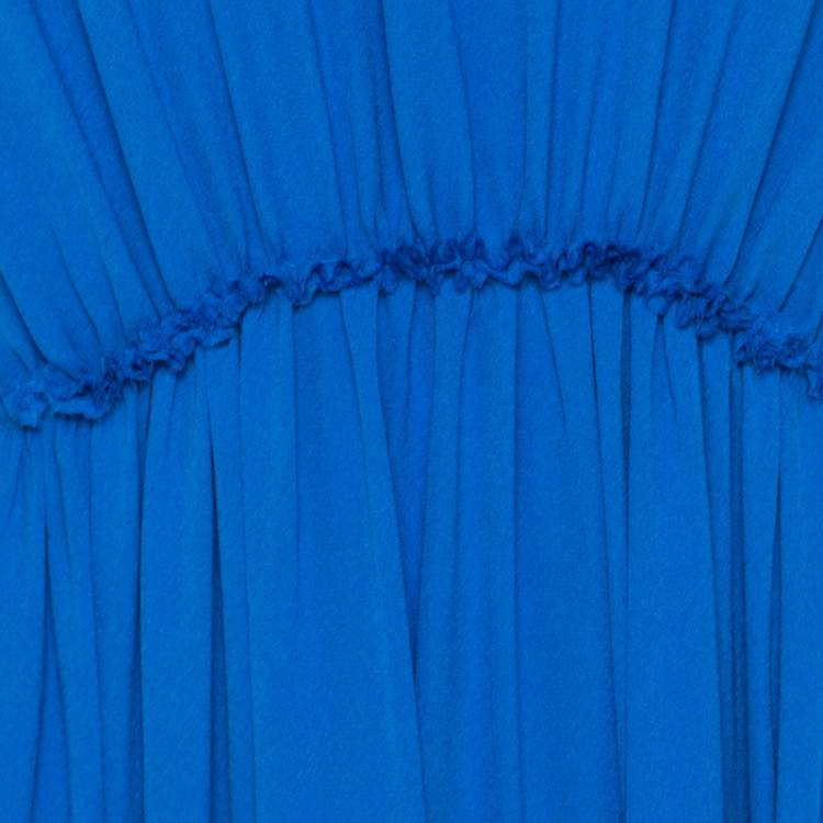 Pre Owned 3.1 Phillip Lim Sapphire Blue Silk Crepe Gathered Halter Maxi Dress S
