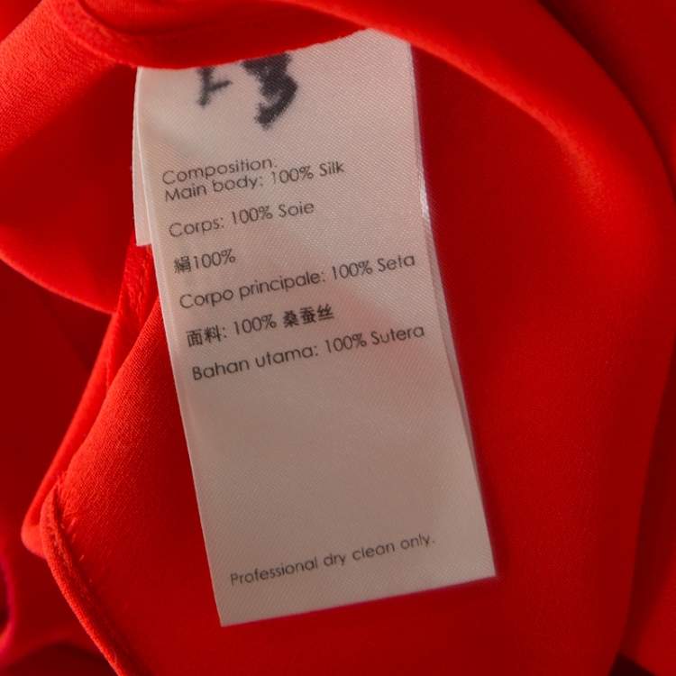Pre Owned 3.1 Phillip Lim Paprika Red Silk Cascading Ruffle Fringed Asymmetric Skirt S