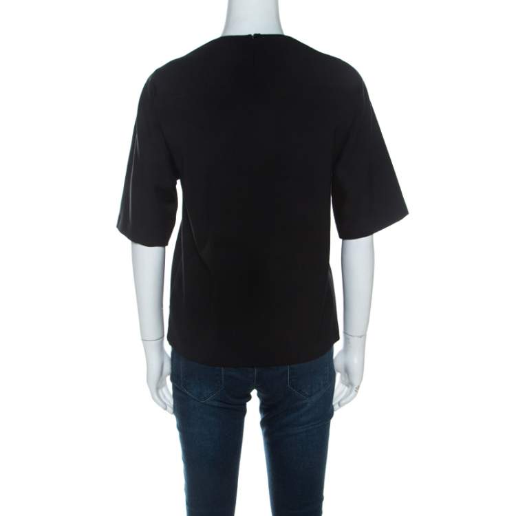 Pre Owned 3.1 Phillip Lim Black Stretch Crepe Bead Embellished Top S 