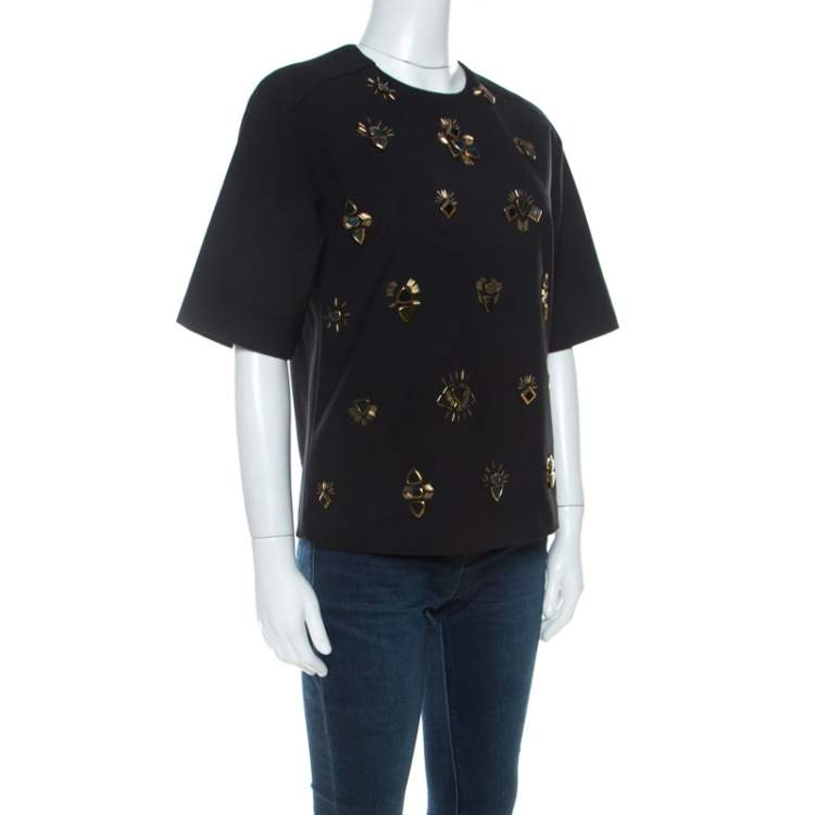 Pre Owned 3.1 Phillip Lim Black Stretch Crepe Bead Embellished Top S 