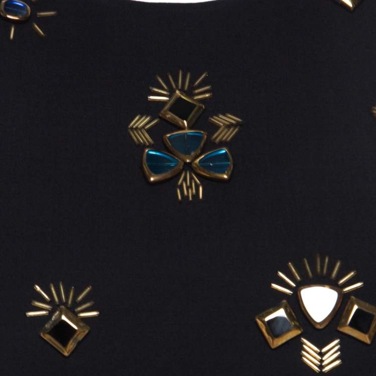 Pre Owned 3.1 Phillip Lim Black Stretch Crepe Bead Embellished Top S 