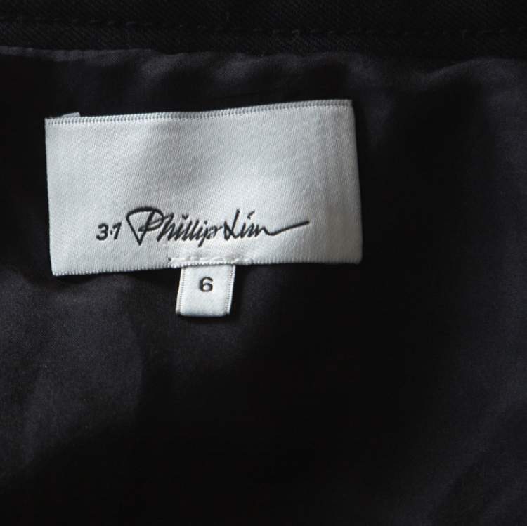 Pre Owned 3.1 Phillip Lim Black Felt Asymmetric Hem A Line Midi Skirt M 